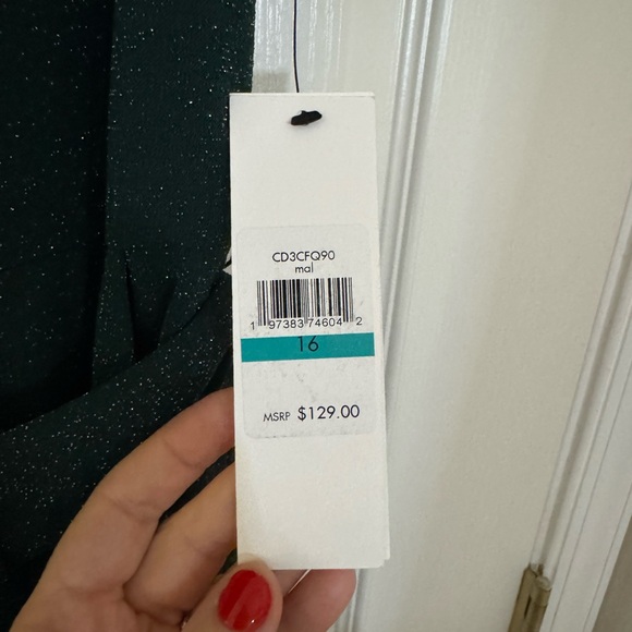 Green Calvin Klein Women's Tie-Waist Tulip-Sleeve Jumpsuit - Picture 3 of 5